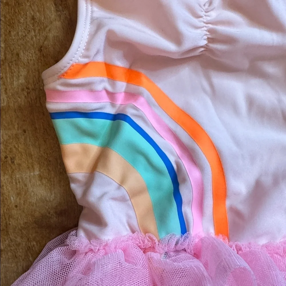 Cat & Jack Pink Swimsuit Tutu 3T rainbow one piece suit summer vacation